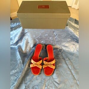 Cole Haan Women's Delray Slide Sandals - Red/Orange and Tan